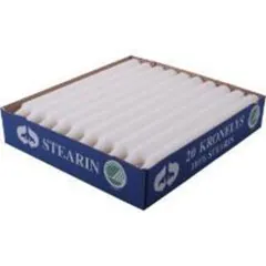 Kronelys 9 timer 2,2x24 cm, hvid 20 stk