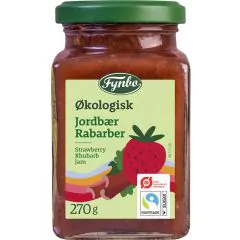 Jordbær/Rabarbermarmelade Fynbo Øko 270 g