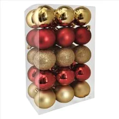 Julekugle Guld/Rød mix ø6cm 30 stk