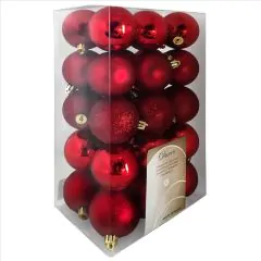 Julekugle rød Mix ø6 cm 30stk