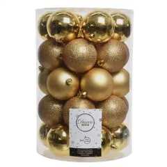 Julekugler Guld Mix 8cm 34 stk