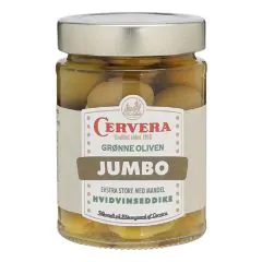 Oliven Grøn - Mandel Jumbo 280 g Cevera