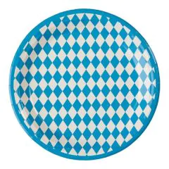 Paptallerken Oktoberfest blå/hvid Ø23 cm 6 stk